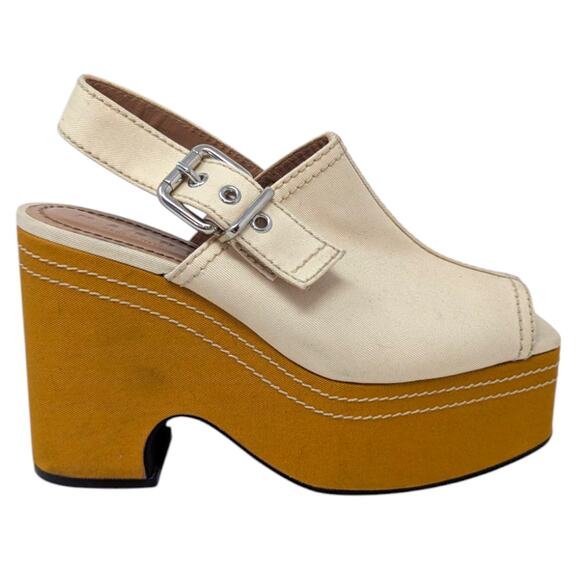 Marni Canvas Platform Sandal Mule In White 40 - Picture 1 of 8